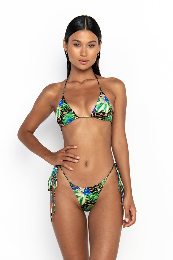 KAIA Leopard Floral - Triangle Bikini Top